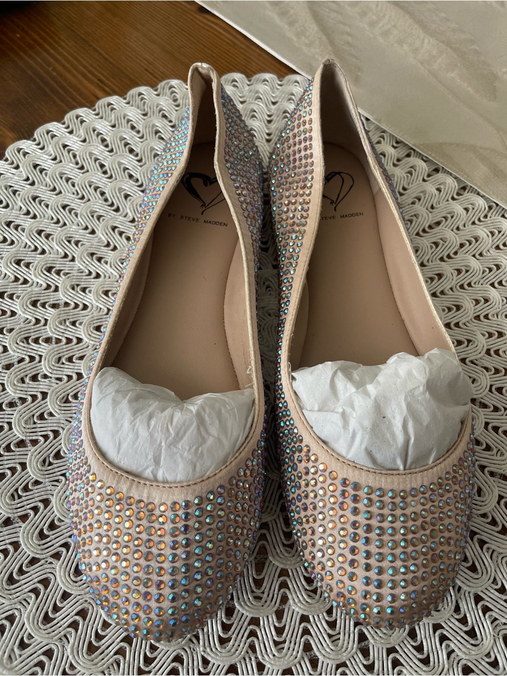 Steve Madden Blush Pink Crystal Rhinestone Flats
